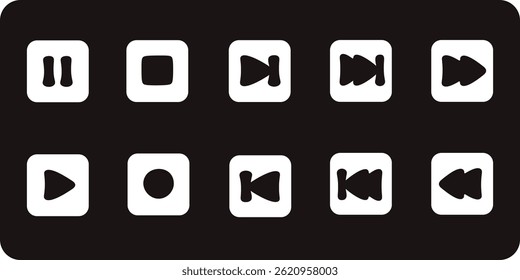 Botones minimalistas en blanco y negro para el jugador