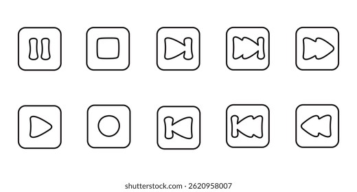 Minimalistic  black and white buttons for player