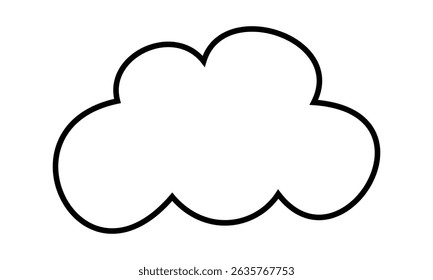 Minimalistic black and white cloud icon on a white background. Simple outline cloud vector icon. 