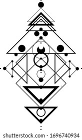 Minimalistic black and white composition of lines and shapes. Abstract tattoo or background as a design element. EPS 10. Sticker

