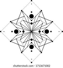 Composición minimalista en blanco y negro de líneas y formas. Tatuaje abstracto o fondo como elemento de diseño. EPS 10. Pegatina
