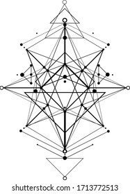 Minimalistic black and white composition of lines and shapes. Abstract tattoo or background as a design element. EPS 10. Sticker
