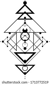 Minimalistic black and white composition of lines and shapes. Abstract tattoo or background as a design element. EPS 10. Sticker
