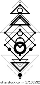 Minimalistic black and white composition of lines and shapes. Abstract tattoo or background as a design element. EPS 10. Sticker
