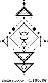 Minimalistic black and white composition of lines and shapes. Abstract tattoo or background as a design element. EPS 10. Sticker
