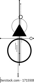 Composición minimalista en blanco y negro de líneas y formas. Tatuaje abstracto o fondo como elemento de diseño. EPS 10. Pegatina, ilustración para libro coloreado