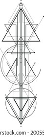 Minimalistic black and white composition of lines and shapes. Abstract tattoo or background as a design element. EPS 10. 