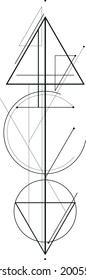 Minimalistische Schwarz-Weiß-Komposition von Linien und Formen. Abstraktes Tattoo oder Hintergrund als Design-Element. EPS10. 