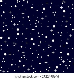 El doodle blanco y negro minimalista es un patrón transparente de puntos y cruces dispuestos al azar. Diseño escandinavo simple para imprimir en papel pintado, papel, tela, cubierta.