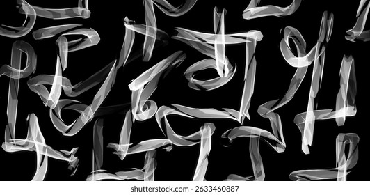 Minimalistic black and white doodles on dark background. Great for backgrounds, hand drawn doodles, line art, minimalism, chaos