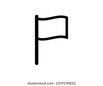 Minimalistic black and white flag icon, ideal for basic design projects and apps.