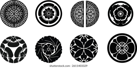 Minimalistic Black And White Flower Pattern Icon