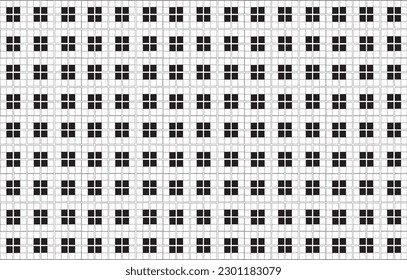 Minimalistic black and white geometric background, seamless square pattern, checkered design