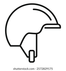 Minimalistic black and white illustration of a safety helmet for cyclists