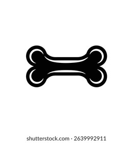 A minimalistic black and white illustration showcasing a stylized dog bone. Ideal for pet food brands, veterinary clinics, or pet product retailers, with clear design.