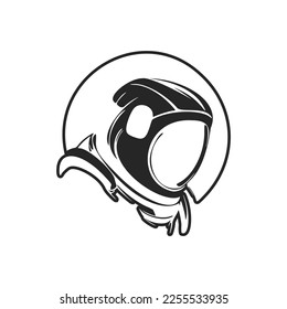 Minimalistic black and white logo with the image of an astronaut. Perfect for any company looking for a stylish and professional look.