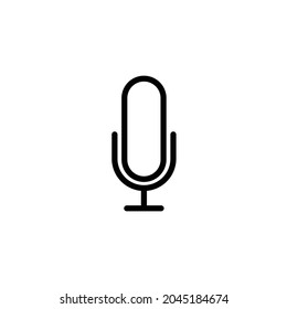 Minimalistic black and white microphone with lines on a white background. Can be used as an icon.