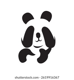 Minimalistisches Schwarz-Weiß-Panda-Logo-Design mit einfacher Linienkunst