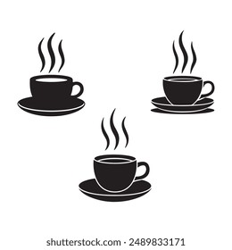 Icono minimalista de la silueta en blanco y negro de la taza de café Ilustración vectorial listo Diseño