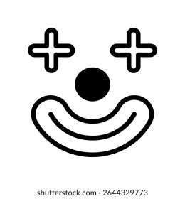 Minimalistic Black and White Smiling Clown Face Illustration