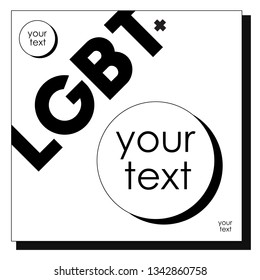 Minimalistic black and white square poster for LGBT event.Template. EPS 8. - Vector