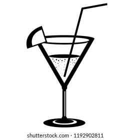 minimalistic black and white vector illustration of a cocktail