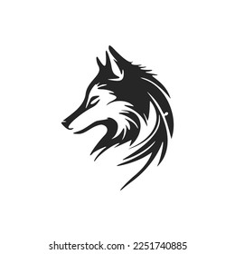 Minimalistic black and white vector logo with the image of a wolf.