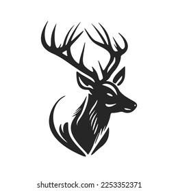 Minimalistic black and white vector logo with the image of a deer.