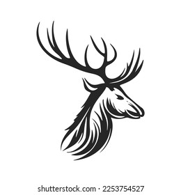 Minimalistic black and white vector logo with the image of a deer.