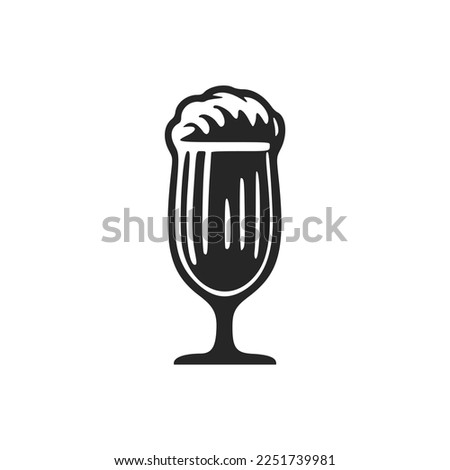 Minimalistic black and white vector logo with the image of a glass of beer.