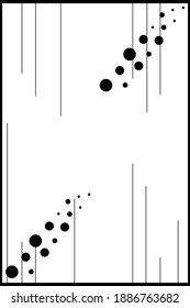 Minimalistic black and white vertical vector design. Dots and lines abstract art. For posters, textiles, greeting cards, magazine, leaflet, billboard, sale