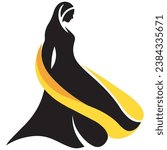 Minimalistic Black and Yellow Silhouette of a Woman Vector Logo