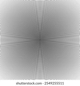  Um padrão de linha circular concêntrico em preto e branco minimalista formando uma ilusão ótica sutil. O design cria uma sensação de movimento e profundidade, perfeito para fundos