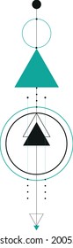 Minimalistic blue, black and white composition of lines and shapes. Abstract tattoo or background as a design element. EPS 10. 