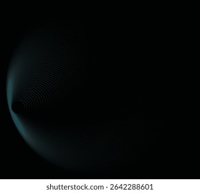  Ein minimalistischer blauer Kreis mit radialen Wellenformen in endloser Dunkelheit