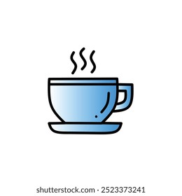 Minimalistic blue coffee cup illustration with steam rising, perfect for cozy morning vibes, café themes, and hot beverage designs. Clean, simple, and versatile for various uses