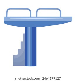 Minimalistic blue diving board illustration for aquatic sport and summer poolside leisure, with clean and modern vector design on a white background. Ideal for swim and dive activities