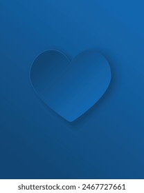 Minimalistic blue heart frame design in realistic 3d design. Trendy color geometric background with copy space. Top view scene of podium. Vector illustration. EPS 10 vector art.