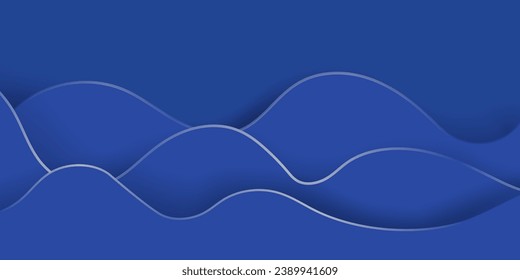 Un fondo abstracto de lujo azul minimalista con una ola azul. Gradiente azul moderno que fluye el elemento de las líneas de onda. El concepto de tecnología futurista es un patrón de ondas estratificadas.