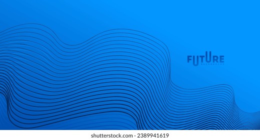 Minimalistic blue luxury abstract background with blue wave. Modern blue gradient flowing wave lines element. Futuristic technology concept.