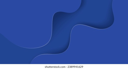 Minimalistic blue luxury abstract background with blue wave. Modern blue gradient flowing wave lines element. Futuristic technology concept. Geometric shape overlap layers.