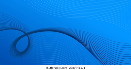 Minimalistic blue luxury abstract background with blue wave. Modern blue gradient flowing wave lines element. Futuristic technology concept. Dynamic shapes composition horizontal template.