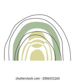 Minimalistic boho rainbow. A combination of lines of different thickness. Modern abstract background for book cover, page template, print, card, brochure, magazine, poster. Vector