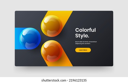 Minimalistic book cover design vector template. Multicolored realistic balls poster concept.