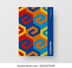 Minimalistic book cover design vector template. Abstract mosaic tiles company identity concept.