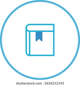 Diseño minimalista de icono de libro con un contorno azul y bordes redondeados suaves y acogedores