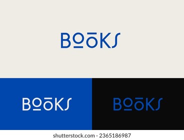 Minimalistic BOOK logo. Glasses inside the logo.