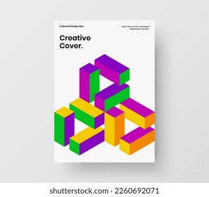 Minimalistic booklet A4 design vector illustration. Simple mosaic hexagons pamphlet layout.