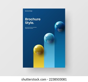 Minimalistic booklet A4 vector design layout. Original realistic balls corporate identity concept.