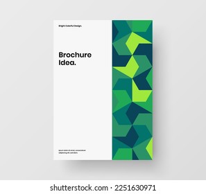 Minimalistic booklet A4 vector design template. Unique mosaic hexagons handbill layout.